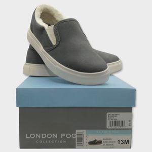 London Fog Collection Kids Barking Grey/White Sherpa Slip On Sneakers Size 13M